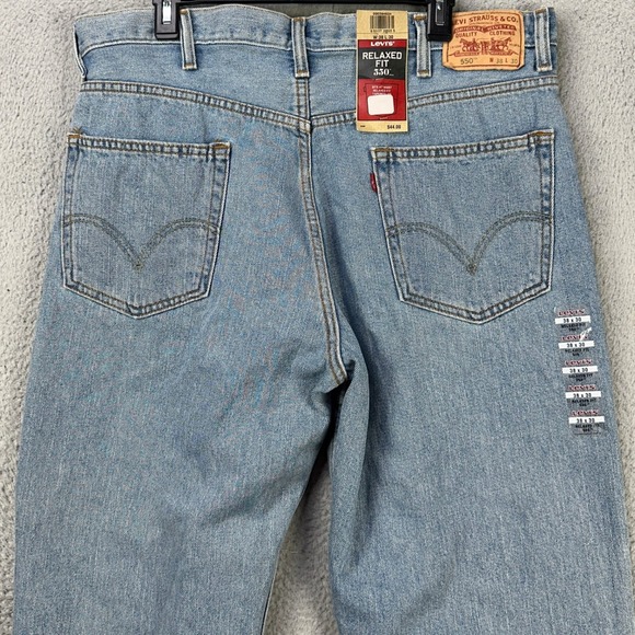 Levis 550 Mens Relaxed Fit Jeans 38X30 Blue Straight Leg Red Tab Denim Pants NEW - Picture 1 of 8